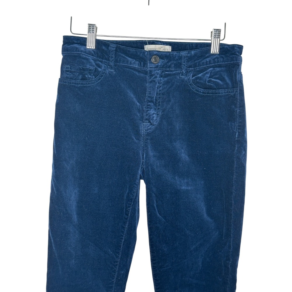 Current Elliott Skinny Ankle Pants 28 Sapphire Blue Velvet Corduroy Stiletto Mid - Picture 5 of 9